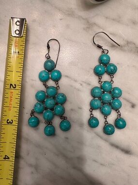 Turquoise Bead Cluster Dangle Earrings - Women Jewelry
